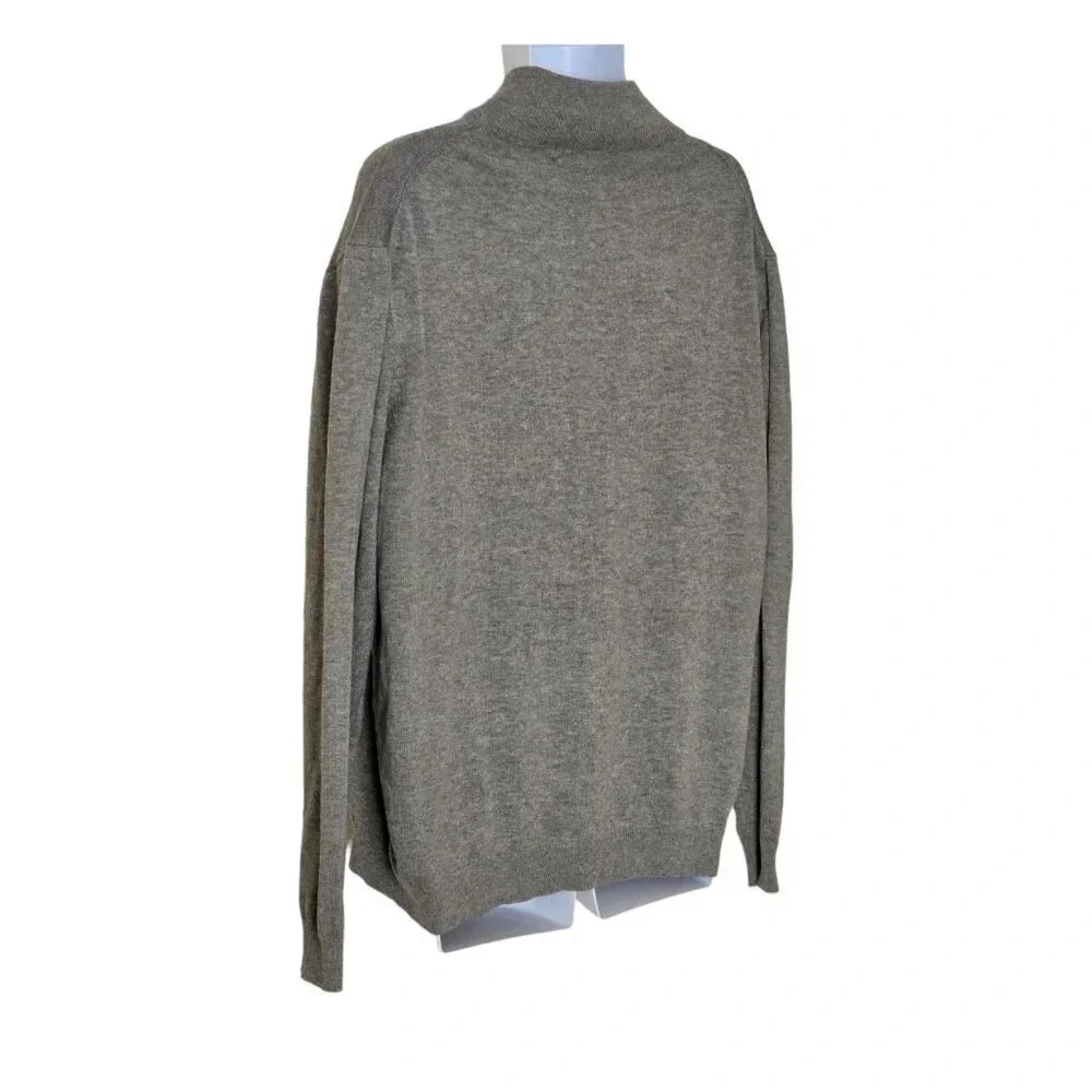 Roundtree & Yorke Men's Sweater grey Pullover Knit 1/4 Zip Mock Neck size XL